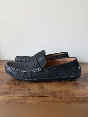 Cole Haan Wyatt Penny Driving Loafers Mens 8.5M Black Leather Slip On Shoes
